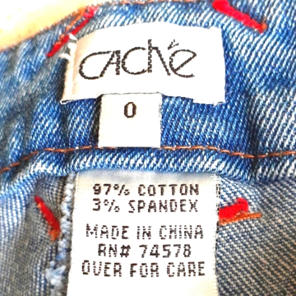 Vintage (store-Cache) Jeans with floral beaded design,...size 0..."NEW" VINTAGE - Picture 7 of 15